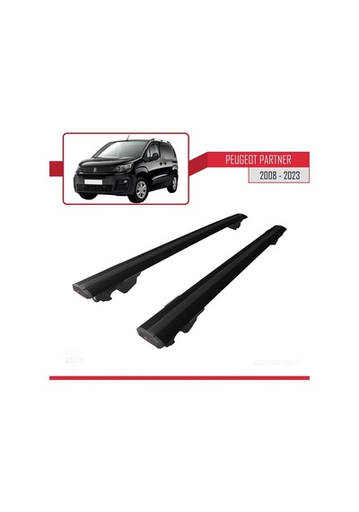 Peugeot Partner 2019-2022 Arası İle Uyumlu Hook Model Anahtar Kilitli Ara Atkı Tavan Barı Siyah