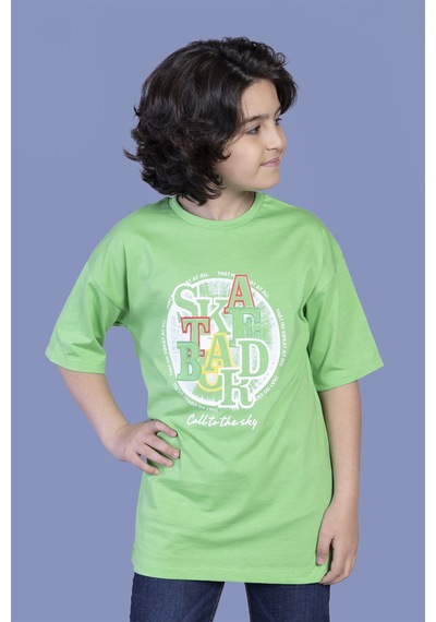 Toontoy Kids Toontoy Erkek Çocuk Renkli Baskılı Tişört Fıstık Yeşili