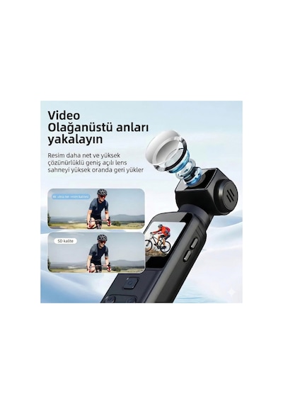 4k Ultra Hd Mini Aksiyon Vlog Kamerası Wi-fi , 270 Döner Lens Eıs Stabilizasyon +su Geçirmez Kabı Siyah