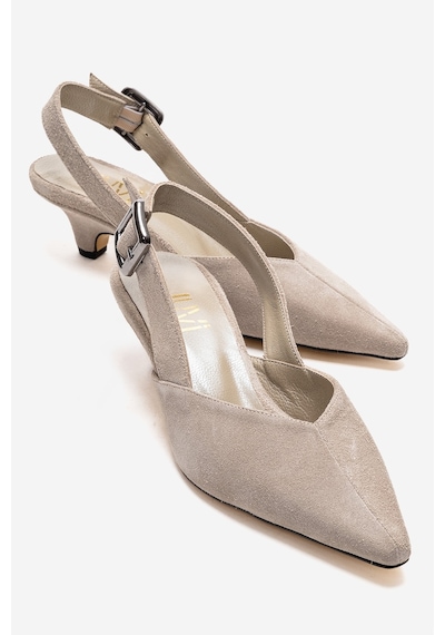 Luvishoes Dıorıs Bej Süet Hakiki Deri Kadın Kısa Topuklu Ayakkabı
