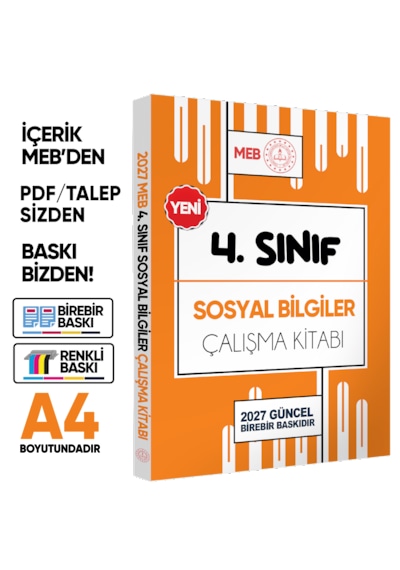 2027 Meb Ödm İlkokul 4.sınıf Çalışma Kitabı Alıştırmalı Soru Bankası 4lü Set Renkli Baskı Ücreti