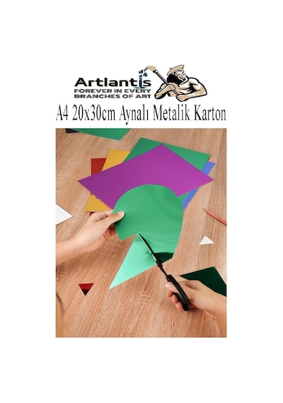 Artlantis Metalik Aynalı Fon Kartonu A4 10 Renk 20x30 Cm 1 Paket Okul Sınıf Dekoratif Pırıltılı Folyo Kağıt Genel