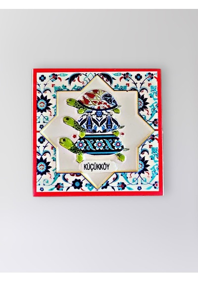Küçükköy Temalı Polyester Kabartmalı Kaplumbağa Desen Magnet 7 X 7 Cm Dekoratif Hediyelik Buzdolabı Süsü Kod:1199