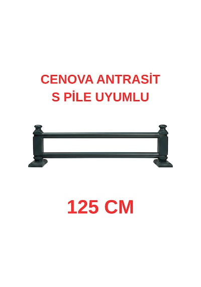 Cenova S Pile Ve Perde Düğmesi Uyumlu Çetray Çift Raylı Modern Ahşap Rustik Antrasit 125 Cm Antrasit