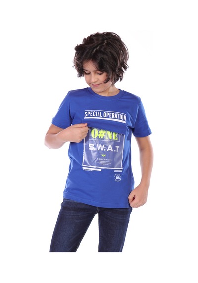 Toontoy Kids Toontoy Erkek Çocuk Süs Cepli Special Operation Baskılı Tişört Saks