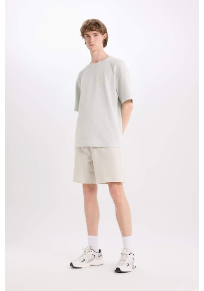 DeFacto %100 Pamuk Slim Fit Dar Kesim Dar Paça Cepli Basic Düz Şort B8673AX25SMGR437