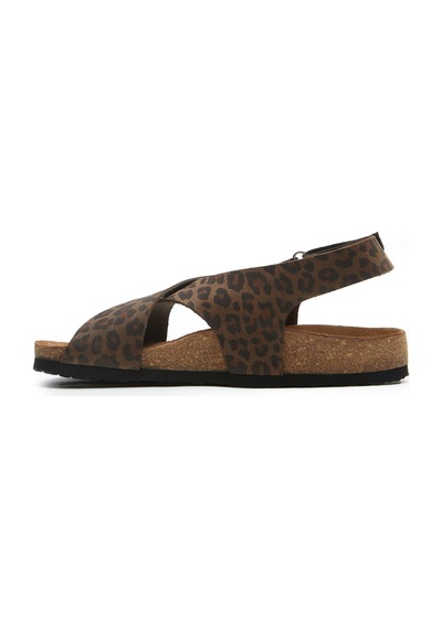 Comfortfusse Fayette - Erkek Ortopedik Hakiki Deri Sandalet Leopar Baskılı Deri