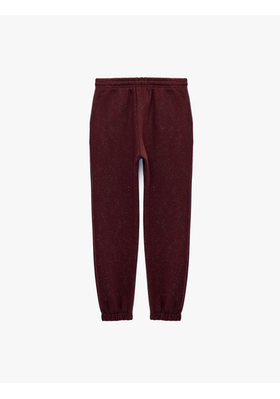 Koton Sim Detaylı Üç İplik Şardonlu Beli Bağcıklı Jogger Eşofman Altı Bordo 7wal40017ık