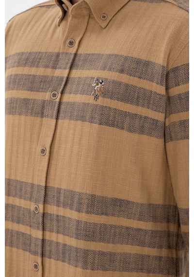U.s. Polo Assn. Erkek Açık Haki Gömlek Desenli 50297491-vr183 Acık Hakı Açık Haki