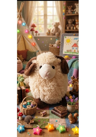 Peluş Kuzu 30 Cm Krem-kahverengi