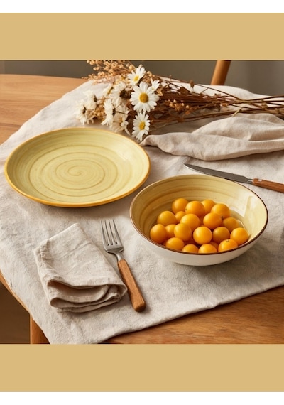 Amber Bloom 23cm 1000cc 6 Adet Porselen Çukur Tabak Sarı