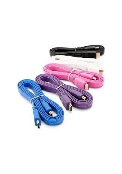 Hdmi Yassi Kablo Kaliteli Flat Hdmi Kablo V1.4 3D 1.5M Pembe