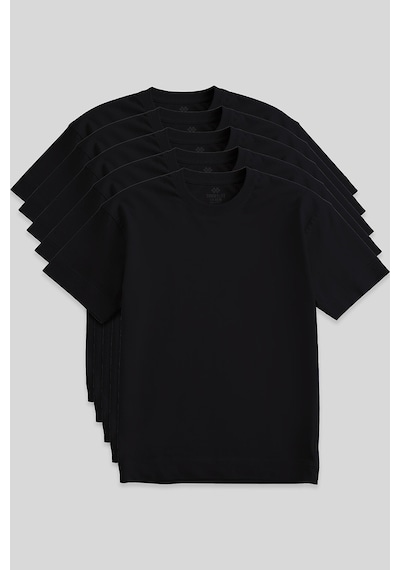 Tommy Life Basic O Yaka Büyük Beden 5li Paket Siyah Erkek T-shirt 88072