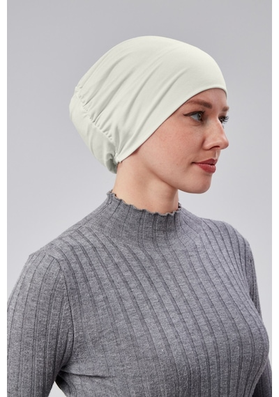 Sonbaharmoda Kadın Tesettür Hazır Pratik Geçmeli Bone Lastikli Kaymaz Ekru