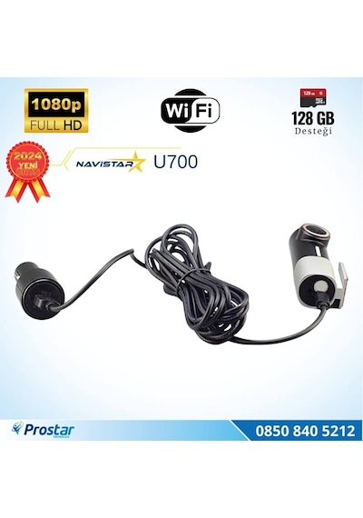 U700 Wifi 1080p 170 Geniş Açı Gece Görüşlü 128 Gb Destekli Akıllı Araç İçi Kamera
