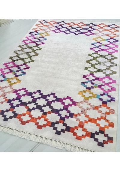 STY Home Renkli Kaymaz Tabanlı Halı Yıkanabilir Halı