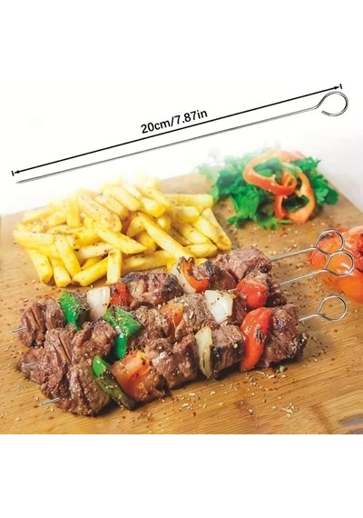 10'lu Paslanmaz Çelik Şiş Seti 20 Cm - Airfryer & Mangal Ttt