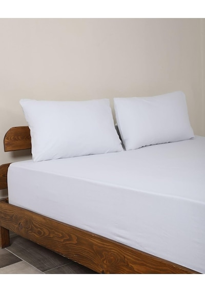 Rozet Tekstil Beyaz Lastikli Çarşaf Takımı Fitted Pamuklu Kumaş Yastık Kılıflı Beyaz 200 X 200 Genel