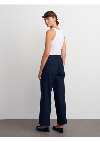 Dilvin 72180 Kemerli Geniş Paça Pantolon-lacivert Lacivert