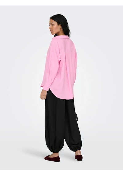 Only Onlzazima L/s Loose Wvn Noos Kadın Gömlek 15272523 Pembe