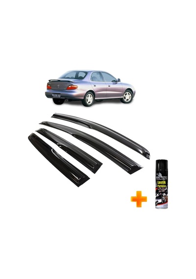 Hyundai Elantra Mügen Cam Rüzgarlığı 1996 - 2001 Arası 4 Lü Takım +500ml Lastik Parlatıcı