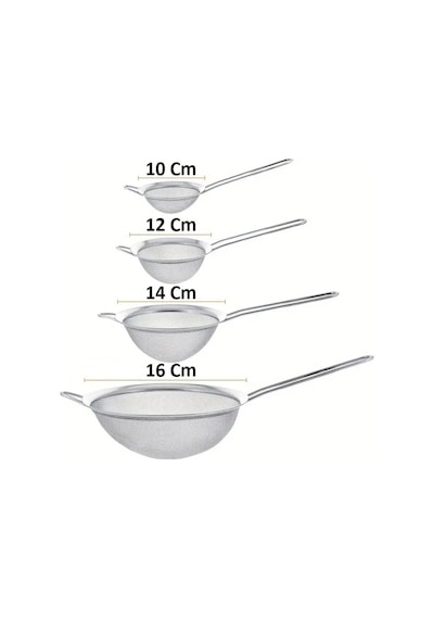 Mybru Paslanmaz Çelik Pratik 2'li Çay Süzgeci Sebze Makarna Un Süzgeç 12 16 Cm Metalik Gri