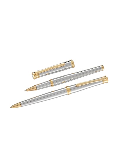 Steelpen Lemans Serisi 813 Krom Gold Roller Kalem+tükenmez Kalem Çok Renkli