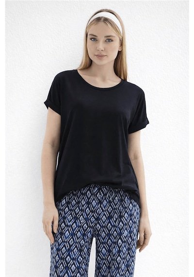 Fashion Friends Bisiklet Yaka Lacivert Kadın Bluz 26y0194k1