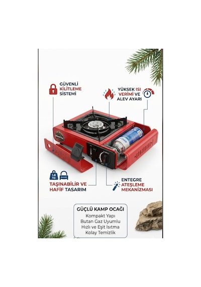 Kamptek Outdoor Pro Rüzgar Korumalı Kendinden Çakmaklı Taşınabilir Kamp Ocağı + 2 Adet Kamp Gazı Kamp Mutfağı Taşıma Çantalı Kırmızı Kamptek Outdoor Pro Rüzgar Korumalı Kendinden Çakmaklı Taşınabilir Kamp Ocağı + 2 Adet Kamp Gazı Kamp Mutfağı Taşıma Çantalı Kırmızı