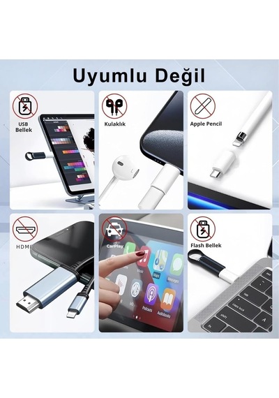 A-6004 Type-c To Lightning Şarj Data Çevirici Dönüştürücü Adaptör X 2 Adet