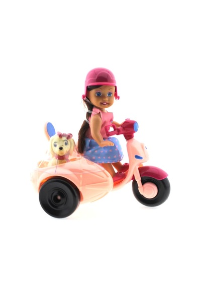 Cute Doll Mini Bebek Ve Köpekli Pembe    Motorsiklet