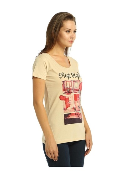 Bant Giyim - High Hopes Krem Kadın T-Shirt Tişört