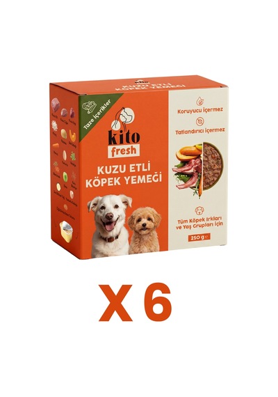 Kito Fresh Kuzu Etli Taze Yetişkin Köpek Yemeği 6 x 250 G