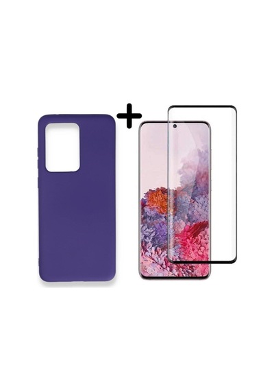 Samsung Galaxy Uyumlu S20 Ultra Lansman Içi Kadife Telefon Kılıfı Ve Tam Kaplar Polymer Nano Ekran Koruyucu Col179205-mor