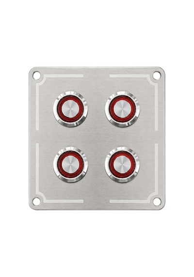 Labarka 4'lü Krom Switch Panel Sigortalı Kırmızı LED'li 12-24V