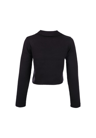 Unique Mode Minimalist Crop Hırka: Uzun Kol, Günlük Tarz Siyah