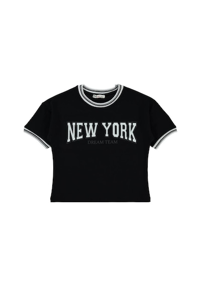 Civil Girls New York Baskılı 6-9 Yaş Tişört - Siyah