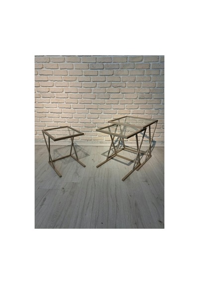 Şeffaf Camlı, Metal Zigon Sehpa Çok Renkli - 922788829 Çok Renkli