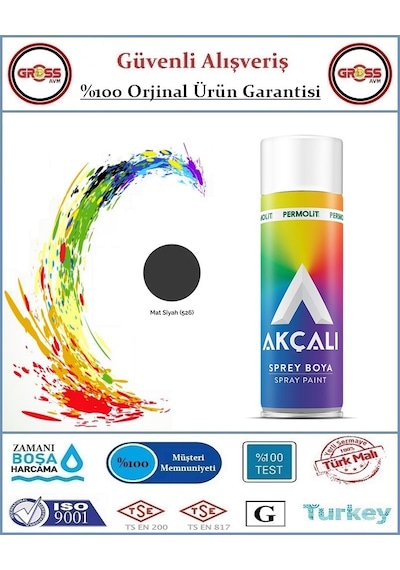 Akçalı Sprey Boya - 400ml Tam Dolum - Mat Siyah