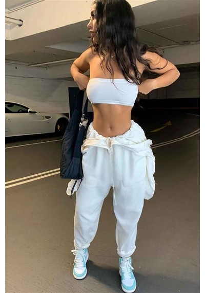 Madmext Mad Girls Straplez Beyaz Crop Top Mg337