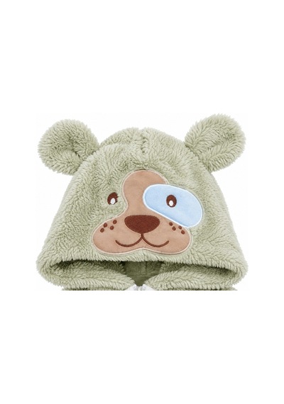 Kız Erkek Bebek Welsoft Peluş Tulum Kapüşonlu Fermuarlı Kışlık Bebek Tulumu Köpek Figürlü Yumuşak Polar Tulum Yeşil