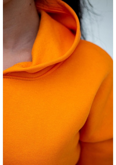 Azıcık Akıllı Kadın Turuncu Basic 3 Üç İplik Ekstra Kalın Kapüşonlu Kanguru Cep Uzun Kollu Sweatshirt 23kswtucpl 001