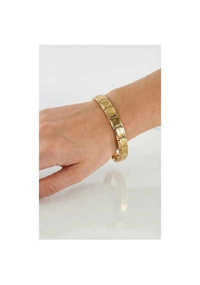 Lunarie Modüler Italian Charm Düz Gold Çelik Bileklik Altın