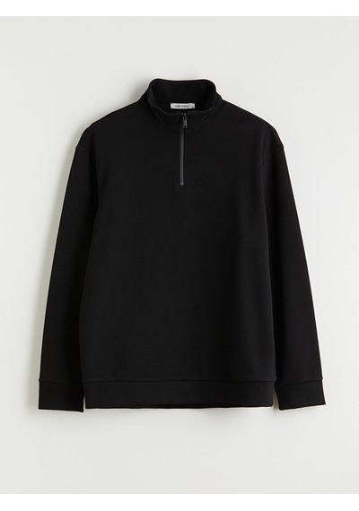 Lcw Vision Siyah Fermuarlı Dik Yaka Erkek Kalın Sweatshirt