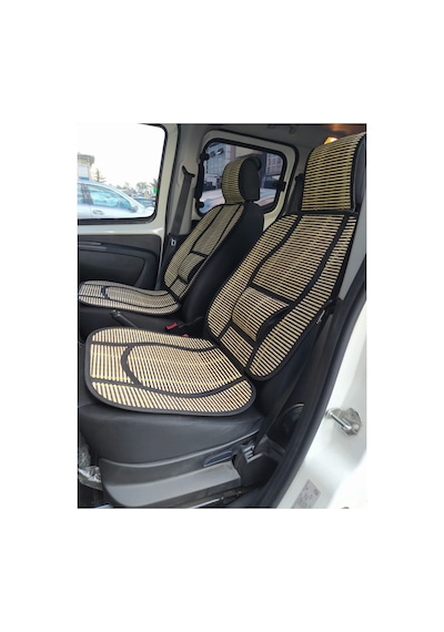 Oto Hasır Bambu Minder Ön İkili Takım Bel Destekli Terletmez Wf-1022 Siyah