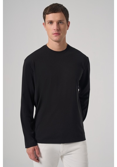 Morven Erkek Siyah Trend Bisiklet Yaka Rayon Sweatshirt 26ks063005001 Siyah