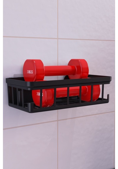 İndecor Houseware 1 Adet Oslo Banyo Düzenleyici Deterjanlık Sabunluk 1'li Yapışkanlı Eviye Altı Düzenleyici Organizer Siyah
