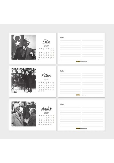 Atatürk Fotoğraflı 2027 Masa Takvimi Kraft Yatay Form