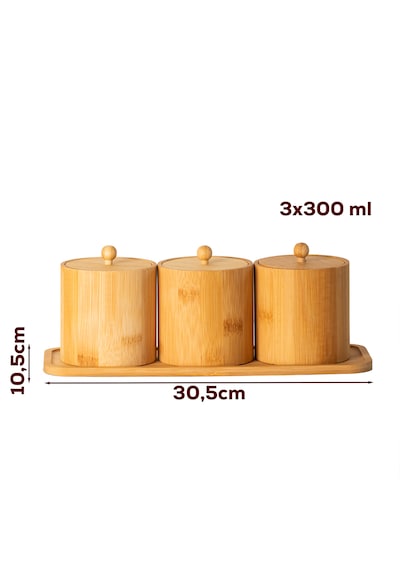 Porsima Pbt-604 Bambu Çok Amaçlı Standlı Saklama Kabı Organizer 4 Parça Baharat Seti Bambu