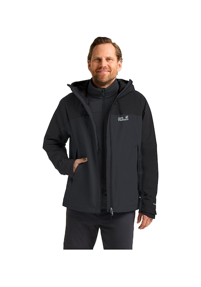 Jack Wolfskin Jack Wolfskın Wıld Places 3ın1 Jkt M Erkek Phantom Outdoor Ceketi A65257-6350 Siyah